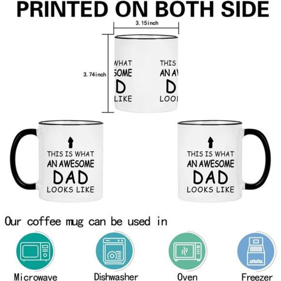 Gifts for Dad, Awesome Dad Mug, This is What an Awesome Dad Looks Likes Mug 11oz - Picture 3 of 8